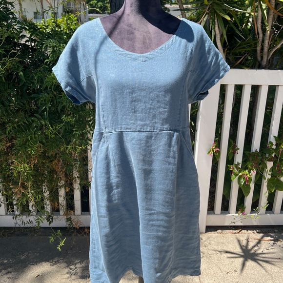 Hill Dresses Blue Jeanteal Blue Hill Linen Dress Size